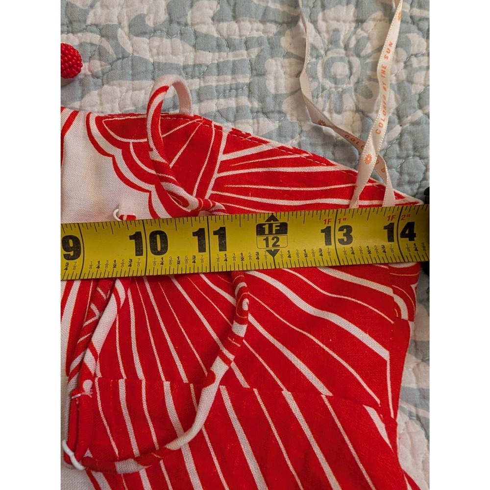 Farm Rio Ainika Shell White Maxi Dress Red Nautical Print XS linen viscose - Picture 12 of 15